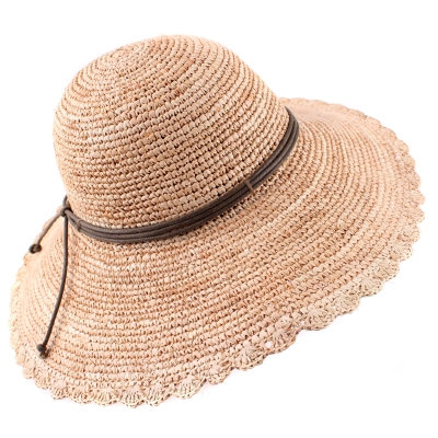 Ladies' Wide-Brim Raffia Hat Fratelli Mazzanti FM 7136, Natural