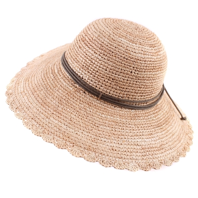 Ladies' Wide-Brim Raffia Hat Fratelli Mazzanti FM 7136, Natural