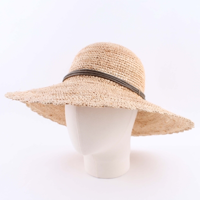 Ladies' Wide-Brim Raffia Hat Fratelli Mazzanti FM 7136, Natural