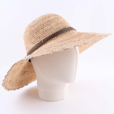 Ladies' Wide-Brim Raffia Hat Fratelli Mazzanti FM 7136, Natural