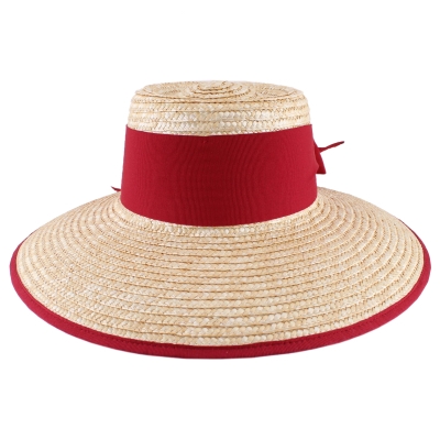 Ladies' straw hat Fratelli Mazzanti FM 8780, Natural/Red ribbon