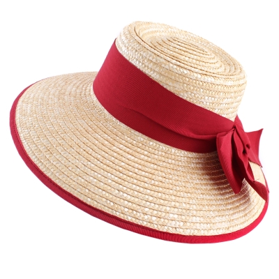 Ladies' straw hat Fratelli Mazzanti FM 8780, Natural/Red ribbon