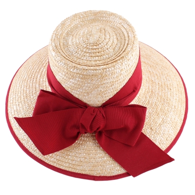 Ladies' straw hat Fratelli Mazzanti FM 8780, Natural/Red ribbon