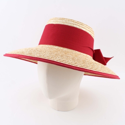 Ladies' straw hat Fratelli Mazzanti FM 8780, Natural/Red ribbon
