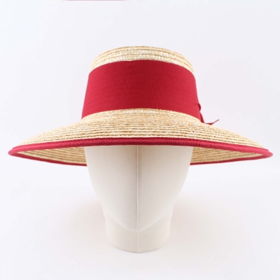 Ladies' straw hat Fratelli Mazzanti FM 8780, Natural/Red ribbon