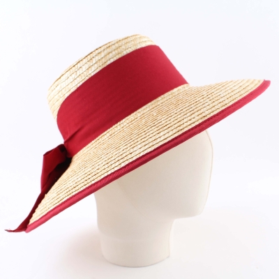 Ladies' straw hat Fratelli Mazzanti FM 8780, Natural/Red ribbon