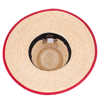 Ladies' straw hat Fratelli Mazzanti FM 8780, Natural/Red ribbon