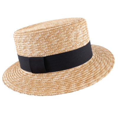 Ladies' straw hat Fratelli Mazzanti FM 7498, Natural/Black Band