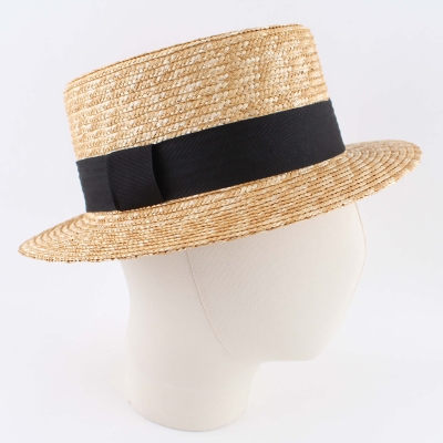 Ladies' straw hat Fratelli Mazzanti FM 7498, Natural/Black Band