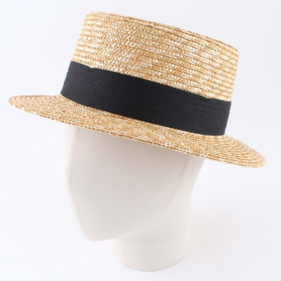 Ladies' straw hat Fratelli Mazzanti FM 7498, Natural/Black Band