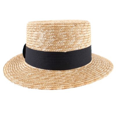 Ladies' straw hat Fratelli Mazzanti FM 7498, Natural/Black Band