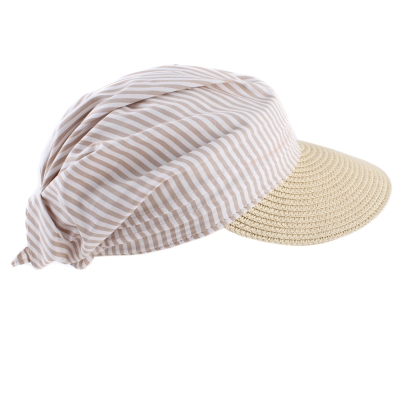 Ladies' Visor Hat HatYou CEP0735, Beige Stripes