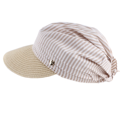 Ladies' Visor Hat HatYou CEP0735, Beige Stripes