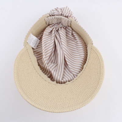 Ladies' Visor Hat HatYou CEP0735, Beige Stripes
