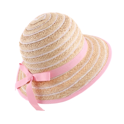 Ladies' Summer Raffia Hat Fratelli Mazzanti  FM 8138, Natural/Pink
