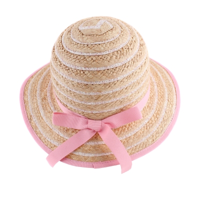 Ladies' Summer Raffia Hat Fratelli Mazzanti  FM 8138, Natural/Pink