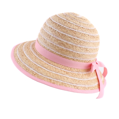 Ladies' Summer Raffia Hat Fratelli Mazzanti  FM 8138, Natural/Pink