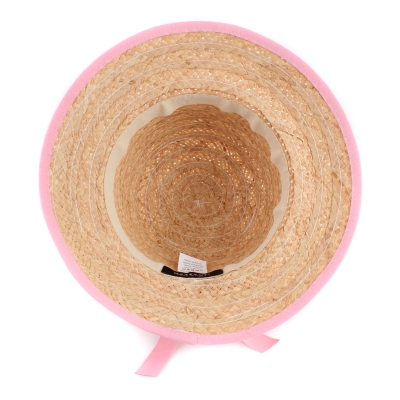 Ladies' Summer Raffia Hat Fratelli Mazzanti  FM 8138, Natural/Pink