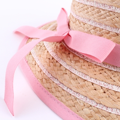 Ladies' Summer Raffia Hat Fratelli Mazzanti  FM 8138, Natural/Pink