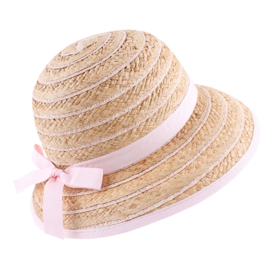Ladies' Summer Raffia Hat Fratelli Mazzanti FM 8138, Natural/Light Pink