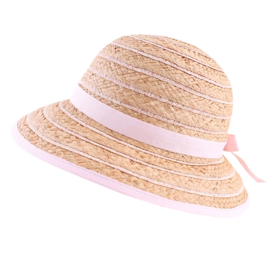 Ladies' Summer Raffia Hat Fratelli Mazzanti FM 8138, Natural/Light Pink