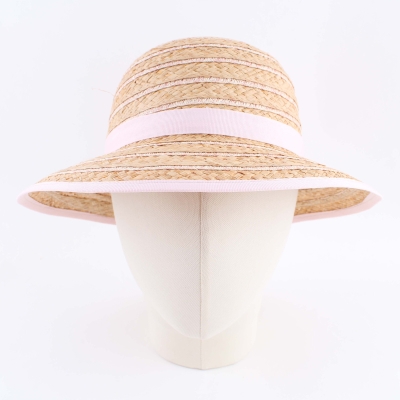 Ladies' Summer Raffia Hat Fratelli Mazzanti FM 8138, Natural/Light Pink