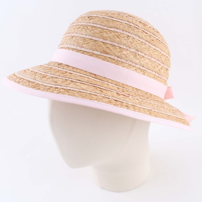 Ladies' Summer Raffia Hat Fratelli Mazzanti FM 8138, Natural/Light Pink