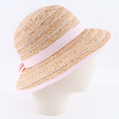 Ladies' Summer Raffia Hat Fratelli Mazzanti FM 8138, Natural/Light Pink