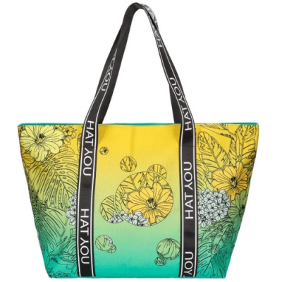 Плажна дамска чанта HatYou BR0484, Жълто-зелен