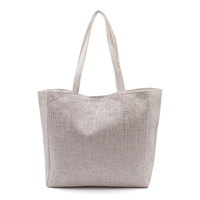 Плажна дамска чанта HatYou BP0276, Сребрист/Екрю