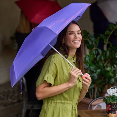 Дамски мини сгъваем неавтоматичен чадър Perletti Time 26414, Лилав