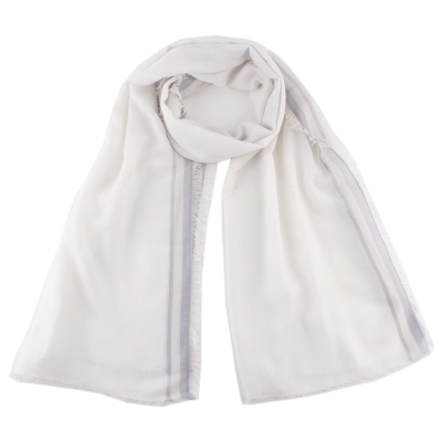 Летен шал от памук и модал HatYou SE0688, 65x190 см, Бял/Сив