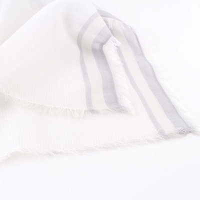 Летен шал от памук и модал HatYou SE0688, 65x190 см, Бял/Сив