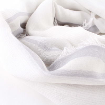 Летен шал от памук и модал HatYou SE0688, 65x190 см, Бял/Сив