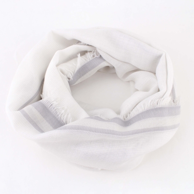 Летен шал от памук и модал HatYou SE0688, 65x190 см, Бял/Сив