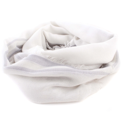 Летен шал от памук и модал HatYou SE0688, 65x190 см, Бял/Сив