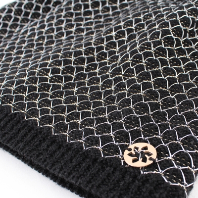 Ladies' Knitted Hat JG5328, Black/Silver