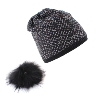 Ladies' Knitted Hat JG5328, Black/Silver