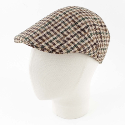 Мъжки вълнен каскет JailJam JA4706, Бежово-зелен пепит