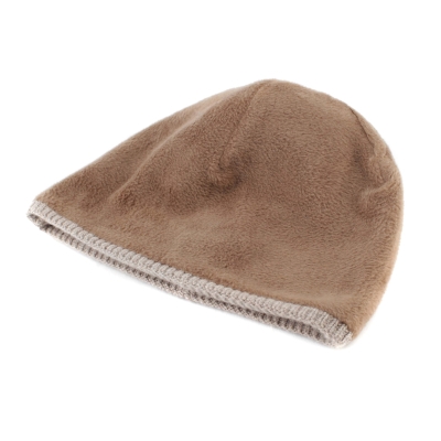 Ladies' knitted hat with natural pompom JG5750, Beige