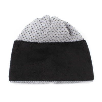 Ladies' knitted hat with natural fur pompom JG5328, Grey/Gold