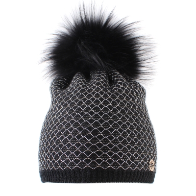 Ladies' Knitted Hat JG5328, Black/Silver