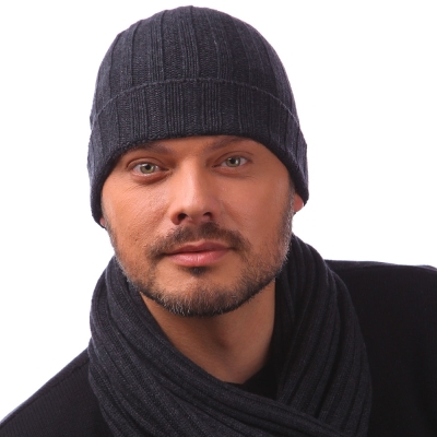 Мъжка плетена шапка HatYou CP1056, Тъмносив