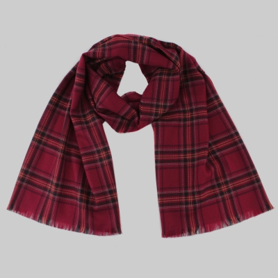 Фин вълнен шал Ma.Al.Bi. MAB517 303/5, 37x180 см, Тъмночервено каре