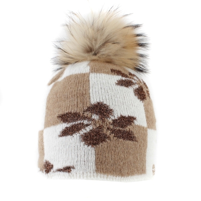 Ladies' knitted hat with natural fur pom-pom Granadilla JG5761, Camila