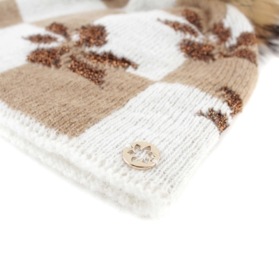 Ladies' knitted hat with natural fur pom-pom Granadilla JG5761, Camila