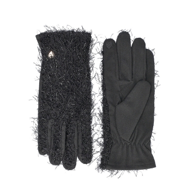 Комплект барета, шал и ръкавици с блестящи нишки HatYou CP4298&SI2898&GL1591, Черен