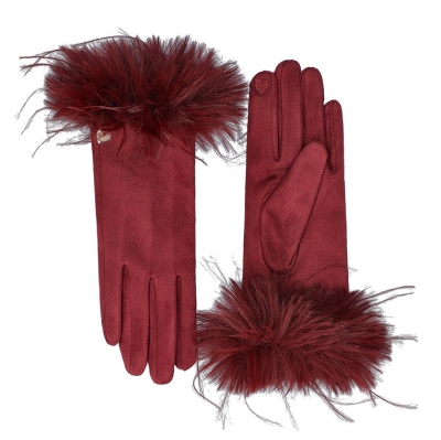 Комплект пухкав шал и ръкавици HatYou SI2899&GL1592, Бордо