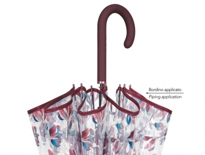 Ladies' Transparent Automatic Golf Umbrella Perletti Time 26447, Transparent / Leaves