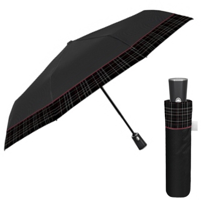 Men’s Automatic Open-Close Umbrella Perletti Time 26457, Black/Burgundy